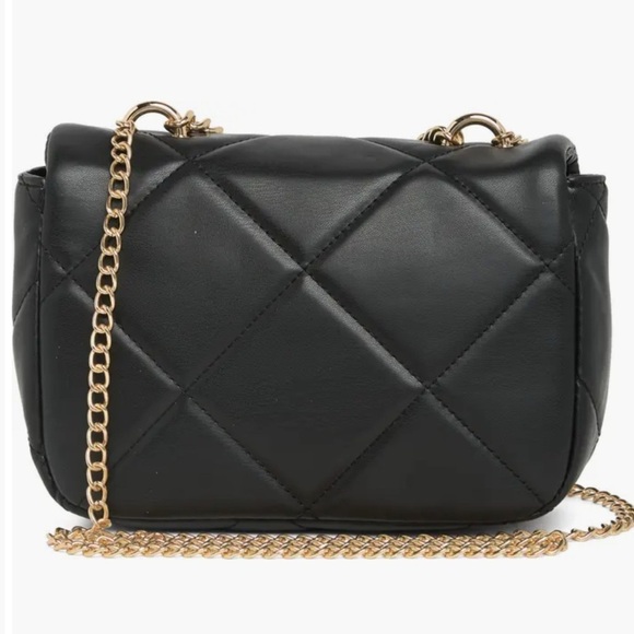 Badgley Mischka Black Quilted Crossbody Bag Gold Hardware - Picture 4 of 6